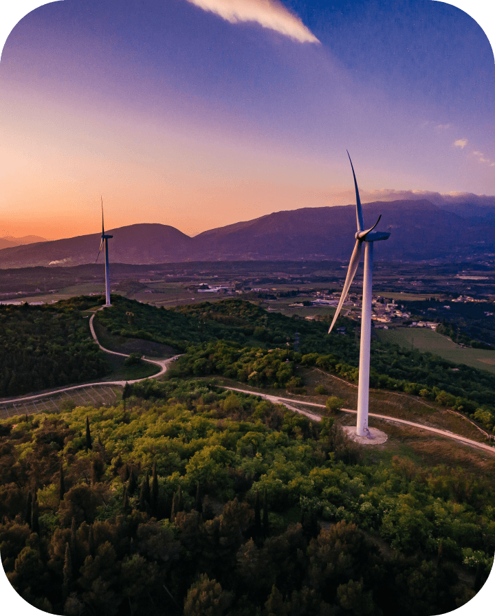image of wind turbines in a field
